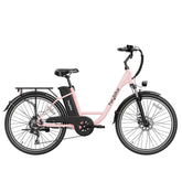 Heybike Cityscape E-Bike  - Motor 250W Battery 36V10AH 26 Inch Wheels Mechanical Disc Brakes - Pink